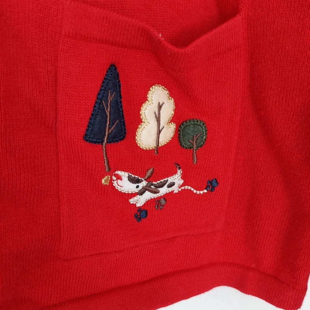 Christopher & Banks Red Dog Embroidered Cardigan Sweater Size Small - Picture 3 of 10